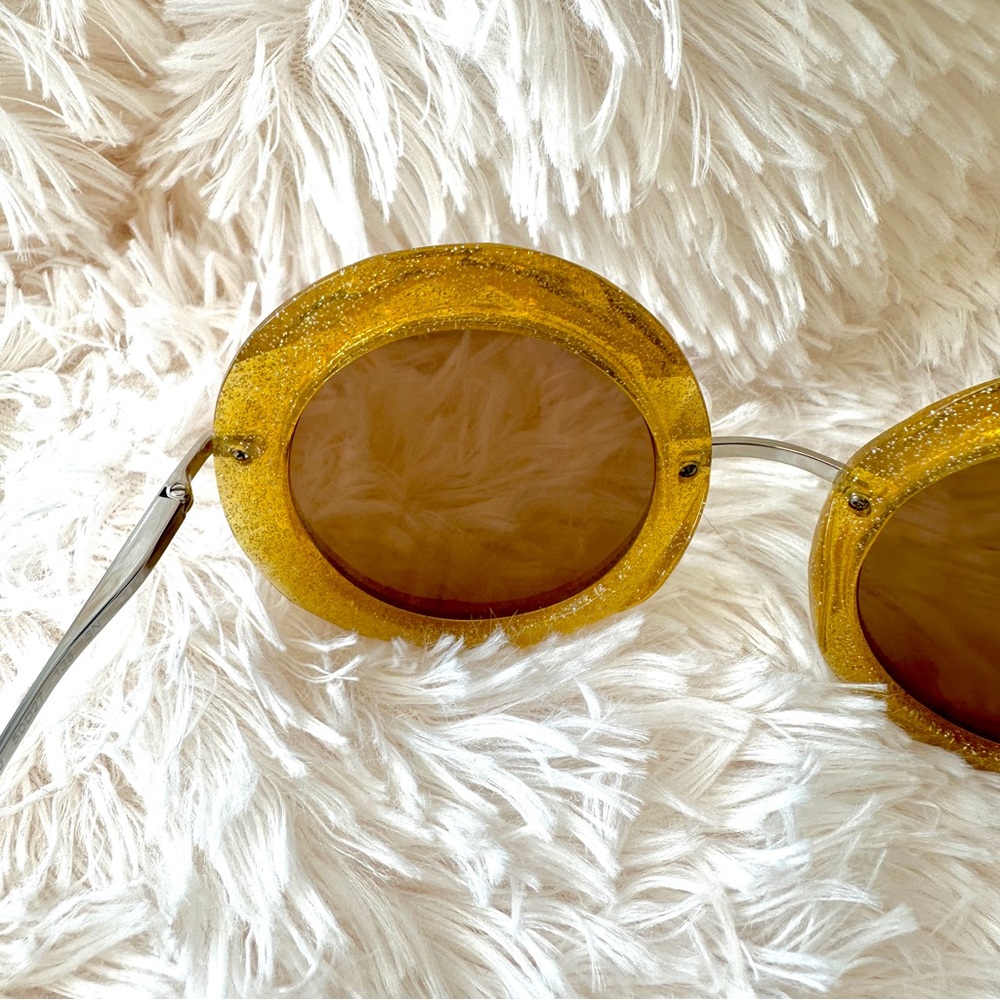 Dolce & Gabbana DG Round Gold Yellow Glitter Sunglasses Sunnies Shades Authentic - Picture 8 of 15